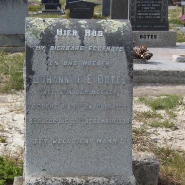 BOTES Johanna F.E. nee VAN DER HEEVER 1905-1938