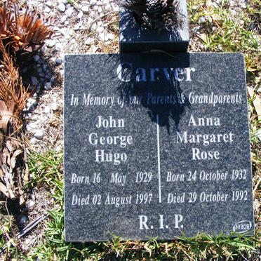 CARVER John George Hugo 1929-1997 &amp; Anna Margaret Rose 1932-1992