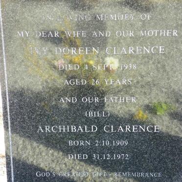 CLARENCE Archibald 1909-1972 &amp; Ivy Doreen -1938