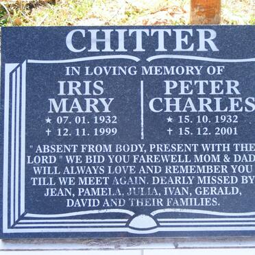 CHITTER Peter Charles 1932-2001 &amp; Iris Mary 1932-1999