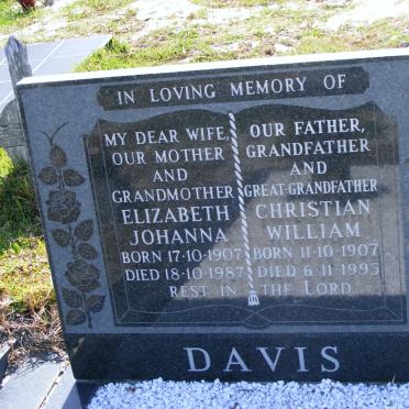 DAVIS Christian William 1907-1995 &amp; Elizabeth Johanna 1907-1987