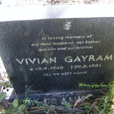 FRANK Vivian Gayram 1948-1981