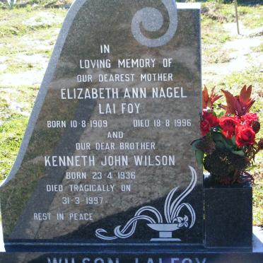 FOY Elizabeth Ann Nagel, LAI 1909-1996 :: WILSON Kenneth John 1936-1997