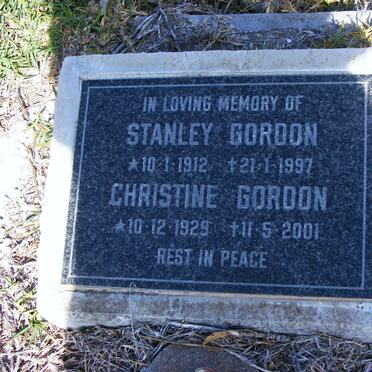 GORDON Stanley 1912-1997 &amp; Christine 1929-2001