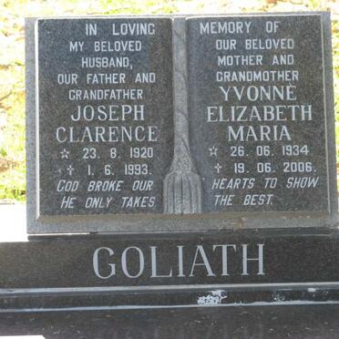 GOLIATH Joseph Clarence 1920-1993 &amp; Yvonne Elizabeth Maria 1934-2006