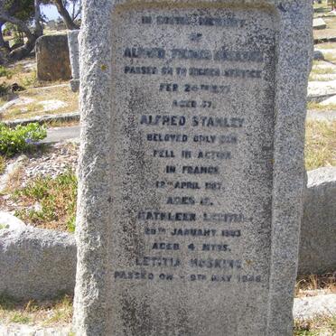 HOSKING Alfred Filmer -1927 :: HOSKING Alfred Stanley -1917 :: HOSKING Kathleen Letitia -1903 :: HOSKING Letitia -1946