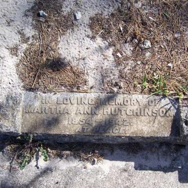 HUTCHINSON  Martha Ann 1854-1942