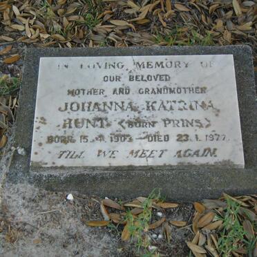 HUNT Johanna Katrina nee PRINS 1903-1977