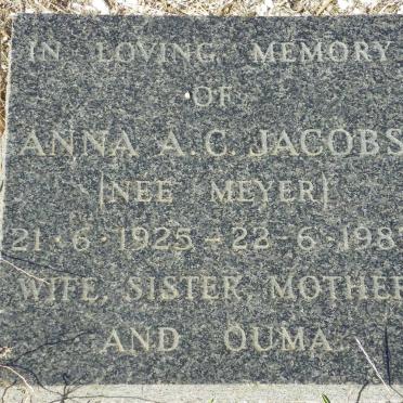 JACOBS Anna A.C. nee MEYER 1925-1987
