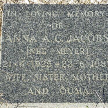 JACOBS Anna A.C. nee MEYER 1925-1987