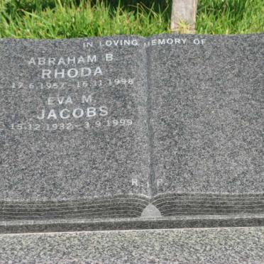 JACOBS Eva M. 1932-1999 :: RHODA Abraham B. 1957-1998