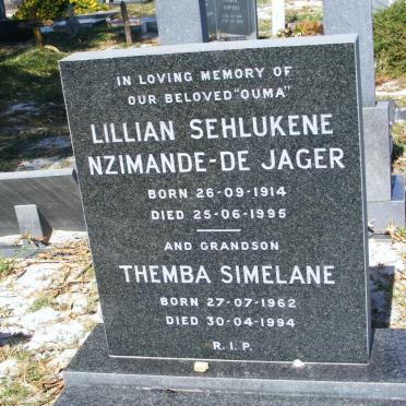 JAGER Lillian Sehlukene, de NZIMANDE 1914-1995 :: SIMELANE Themba 1962-1994