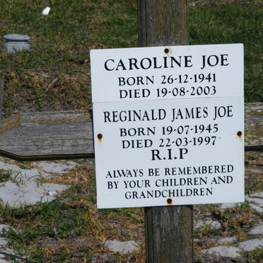 JOE Reginald James 1945-1997 &amp; Caroline 1941-2003