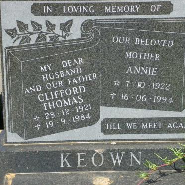KEOWN Clifford Thomas 1921-1984 &amp; Annie 1922-1994