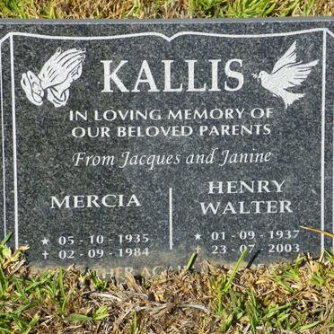 KALLIS Henry Walter 1937-2003 &amp; Mercia 1935-1984