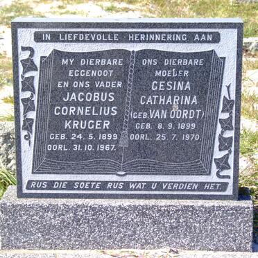KRUGER Jacobus Cornelius 1899-1967 &amp; Gesina Catharina VAN OORDT 1899-1970