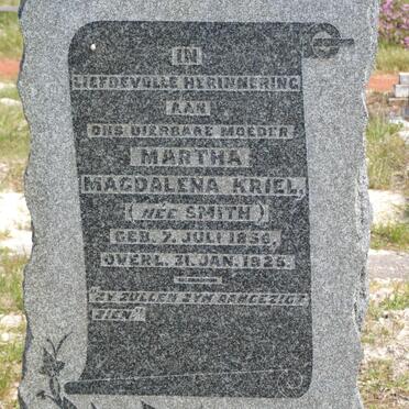 KRIEL Martha Magdalena nee SMITH 1856-1925