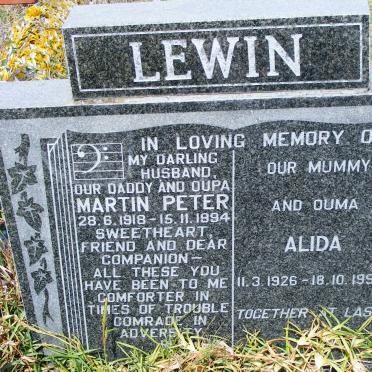 LEWIN Martin Peter 1918-1994 &amp; Alida 1926-1998