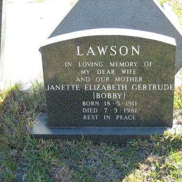 LAWSON Janette Elizabeth Gertrude 1911-1981