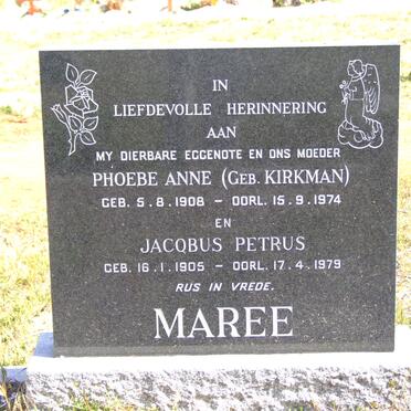 MAREE Jacobus Petrus 1905-1979 &amp; Phoebe Anne KIRKMAN 1908-1974