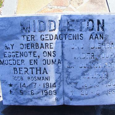 MIDDLETON Japie 1904-1998 &amp; Bertha BOSMAN 1914-1989