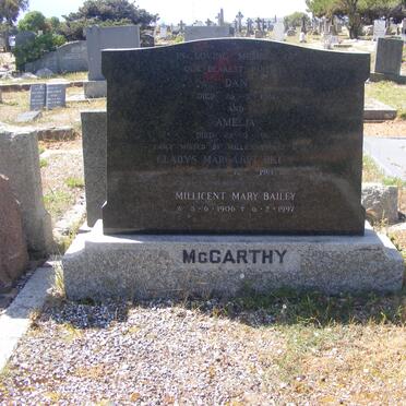 McCARTHY Dan -1961 &amp; Amelia -1996 :: DILLEY Gladys Margaret -1995 :: BAILEY Millicent Mary 1906-1997