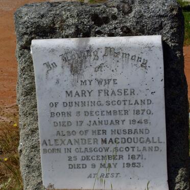 MACDOUGALL Alexander 1871-1953 &amp; Mary FRASER 1870-1948