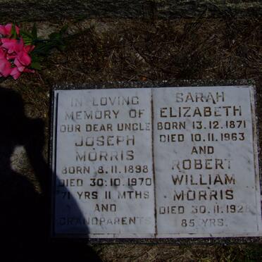MORRIS Robert William -1928 &amp; Sarah Elizabeth 1871-1963