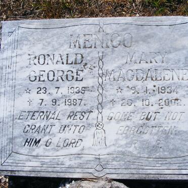 MENIGO Ronald George 1935-1987 &amp; Mary Magdalene 1934-2002