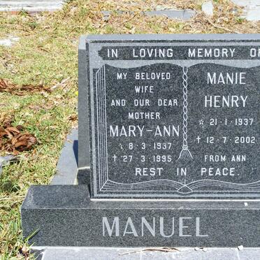 MANUEL Manie Henry 1937-2002 &amp; Mary-Ann 1937-1995