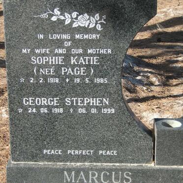 MARCUS George Stephen 1918-1999 &amp; Sophie Katie PAGE 1918-1985