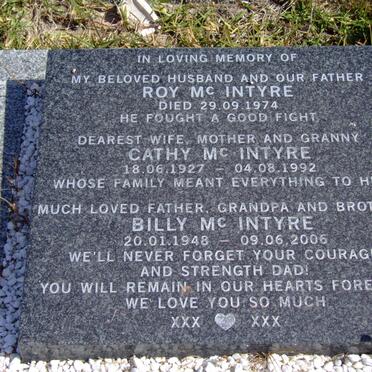 McINTYRE Roy -1974 &amp; Cathy 1927-1992 :: McINTYRE Billy 1948-2006