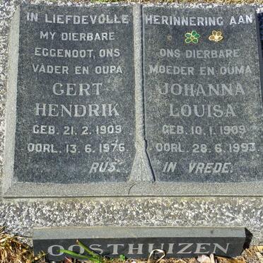 OOSTHUIZEN Gert Hendrik 1909-1976 &amp; Johanna Louisa 1909-1993