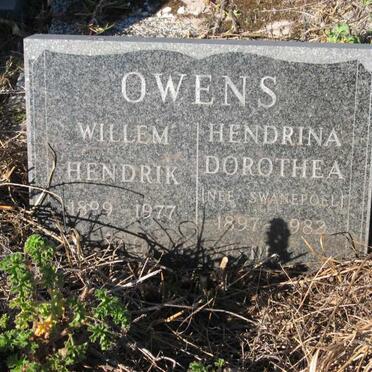 OWENS Willem Hendrik 1899-1977 &amp; Hendrina Dorothea SWANEPOEL 1897- 1982