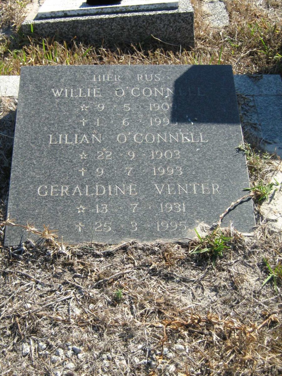 O'CONNELL Willie 1909-1993 &amp; Lilian 1903-1993 :: VENTER Geraldine 1931-1995