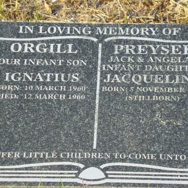 ORGILL Ignatius 1960-1960 :: PREYSER Jacqueline 1968-1968