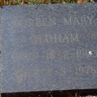 OLDHAM Doreen Mary 1905-1978 