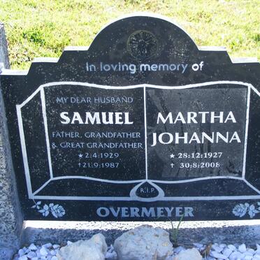OVERMEYER Samuel 1929-1987 &amp; Martha Johanna 1927-2008