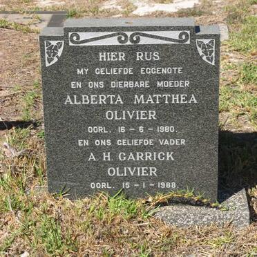 OLIVIER A.H. Garrick -1988 &amp; Alberta Matthea -1980