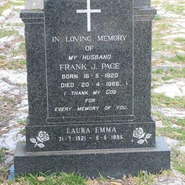 PAGE Frank J. 1920-1966 &amp; Laura Emma 1921-1985