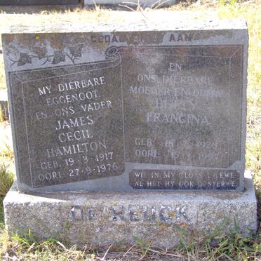 REUCK James Cecil Hamilton, de 1917-1976 &amp; Betty Francina 1920-1997