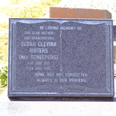 RUITERS Susan Clevina nee SCHEEPERS 1910-1998