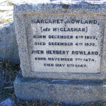 ROWLAND Owen Herbert 1874-1947 &amp; Margaret McGLASHAN 1883-1939