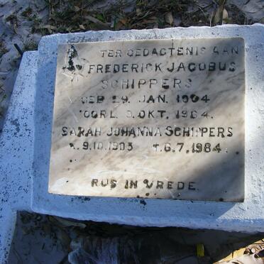 SCHIPPERS Frederick Jacobus 1904-1964 &amp; Sarah Johanna 1903-1984