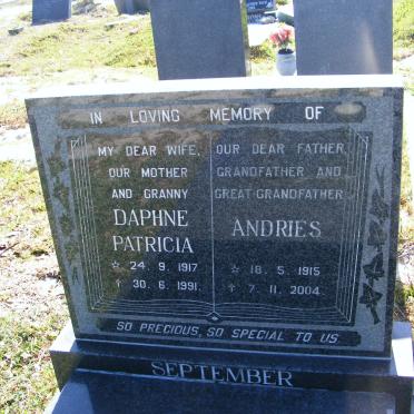 SEPTEMBER Andries 1915-2004 &amp; Daphne Patricia 1917-1991
