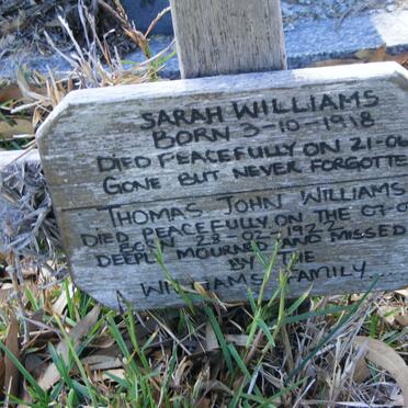 WILLIAMS Thomas John 1922-2004 &amp; Sarah 1918-1995