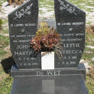 WET John Martin, de 1920-1995 &amp; Lettie Rebecca 1916-1995