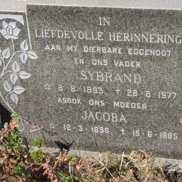 SCHALKWYK Sybrand, van 1893-1977 &amp; Jacoba 1898-1985