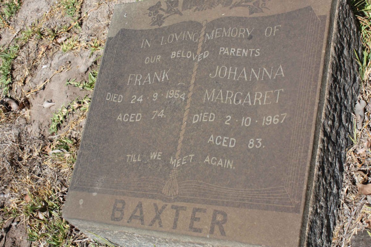 BAXTER Frank -1954 &amp; Johanna Margaret -1967