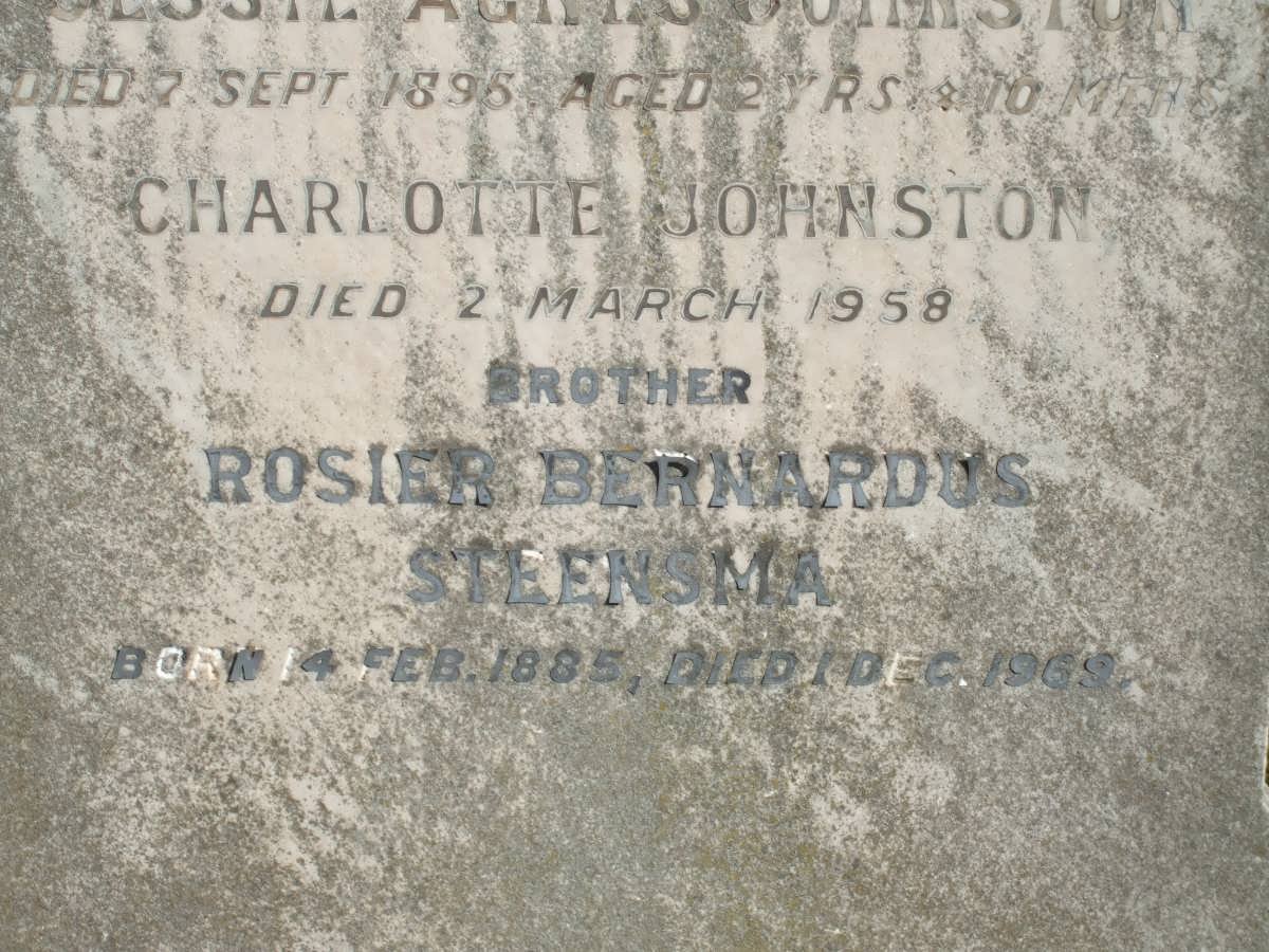 JOHNSTON Charlotte -1958 :: STEENSMA Rosier Bernardus 1885-1969